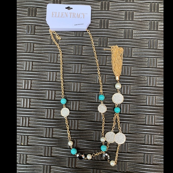 Ellen Tracy Jewelry - Ellen Tracy Gold Turquoise Semi Precious Necklace